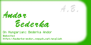 andor bederka business card